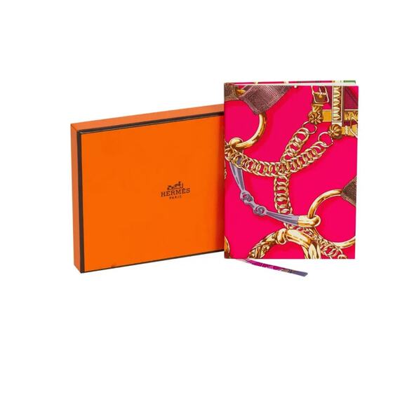 HERMES Fuchsia Chains Silk Journal*Brand-new*wrapped in original box with tag - Picture 2 of 5